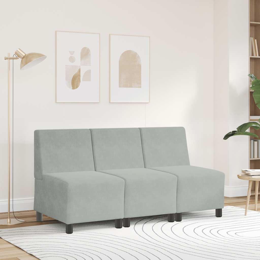 Divano componibile senza braccioli grigio chiaro 55 cm in velluto | homemem39