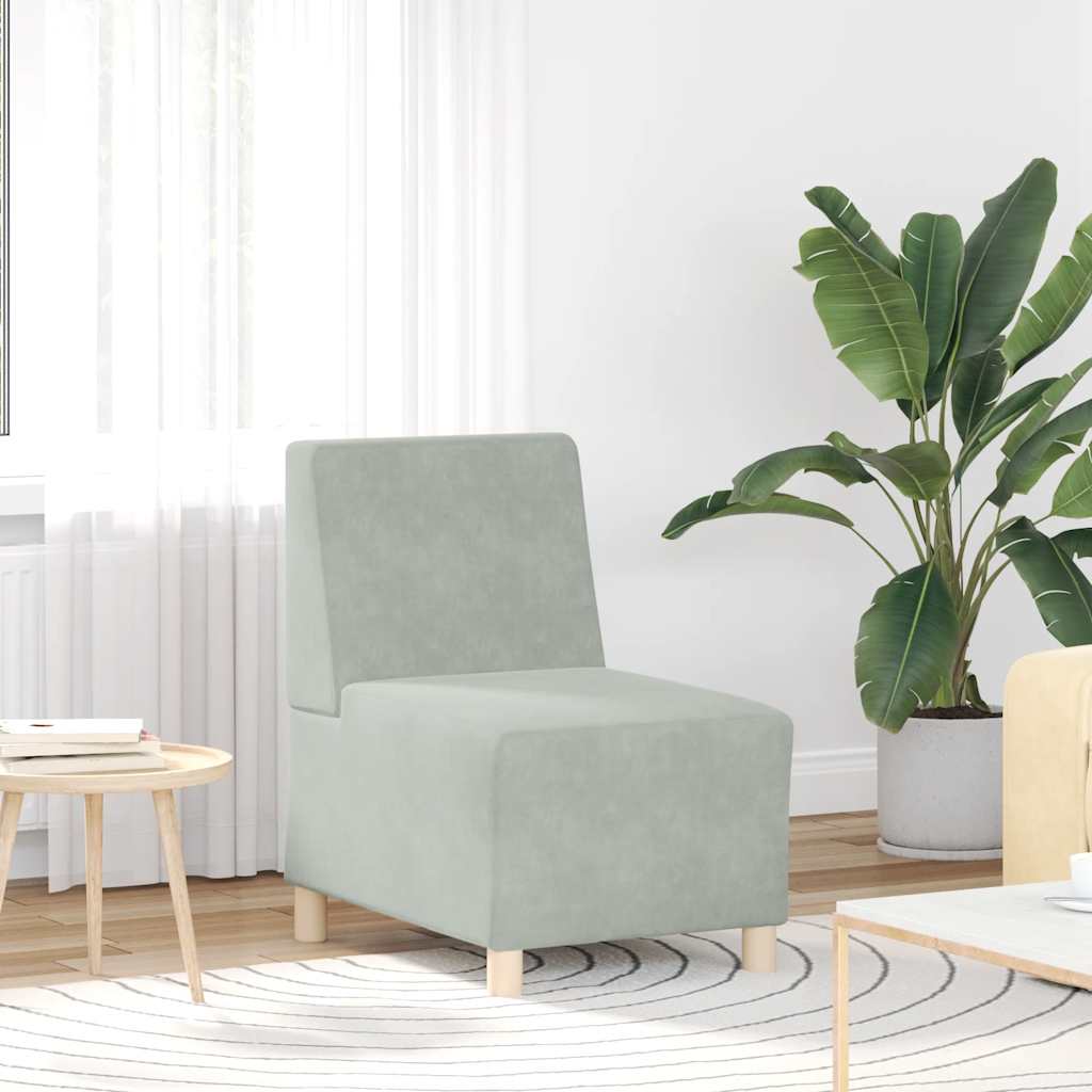 Divano Sedia senza Braccioli Grigio Chiaro 55 cm Velluto - homemem39