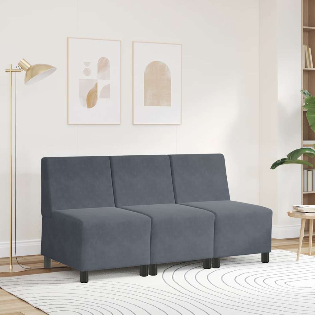 Divano componibile senza braccioli grigio scuro 55 cm in velluto | homemem39