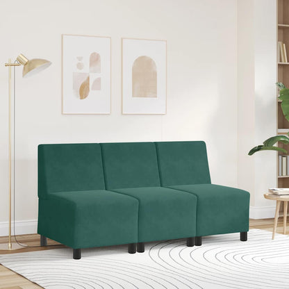 Divano componibile senza braccioli verde scuro 55 cm in velluto