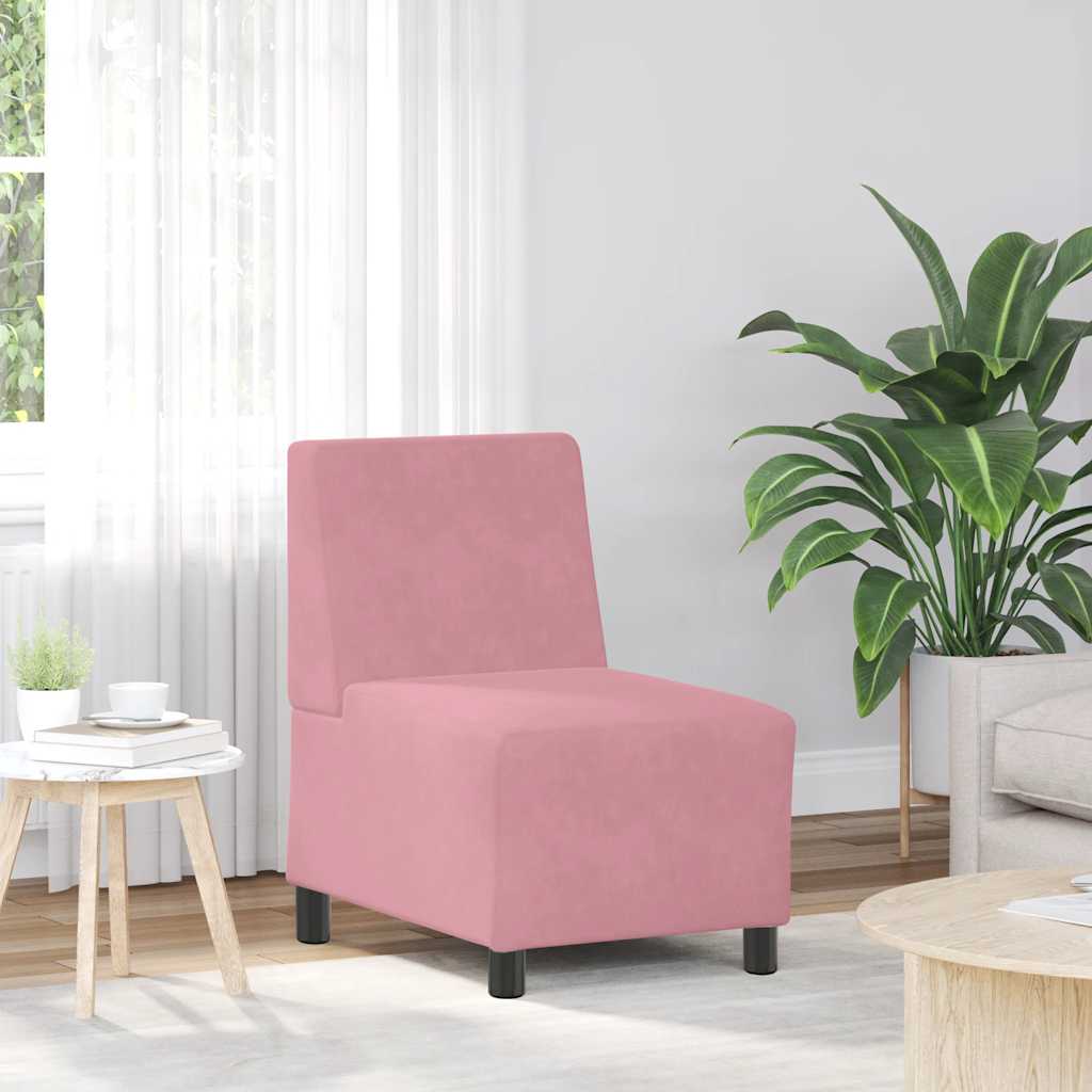 Divano componibile senza braccioli rosa 55 cm in velluto