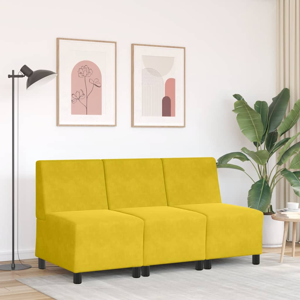 Divano componibile senza braccioli giallo 55 cm in velluto