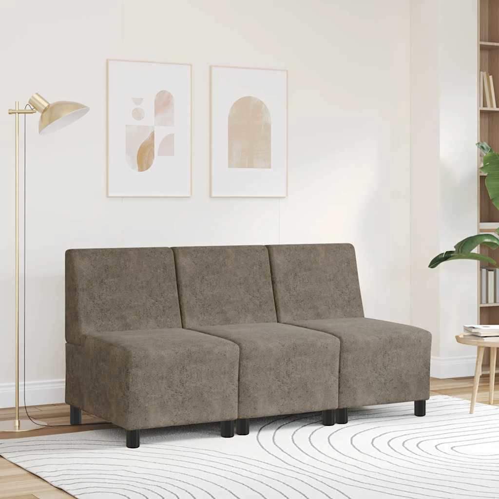 Divano componibile senza braccioli grigio scuro 55 cm in similpelle scamosciata