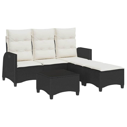 Set Divani da Giardino 3 pz con Cuscini Forma L Polyrattan Nero | homemem39