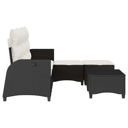 Set Divani da Giardino 3 pz con Cuscini Forma L Polyrattan Nero | homemem39