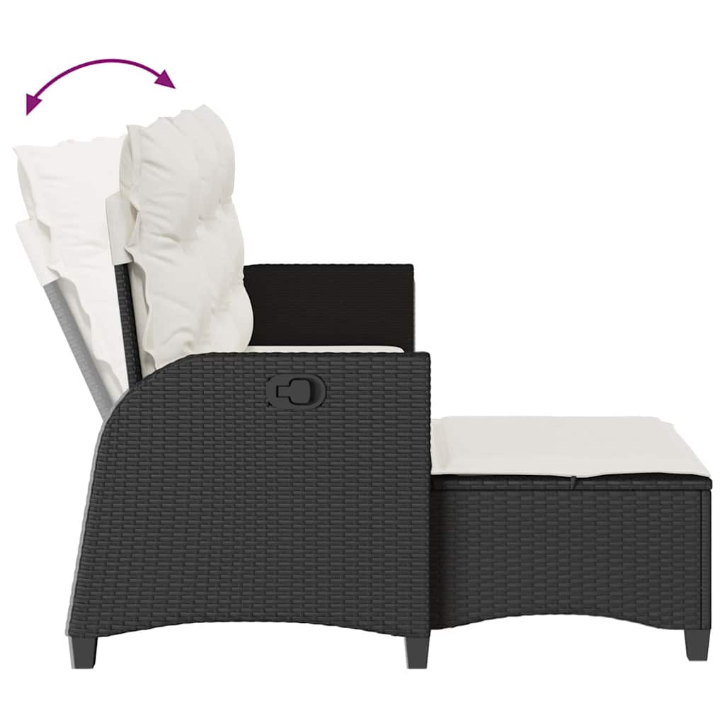 Set Divani da Giardino 3 pz con Cuscini Forma L Polyrattan Nero | homemem39