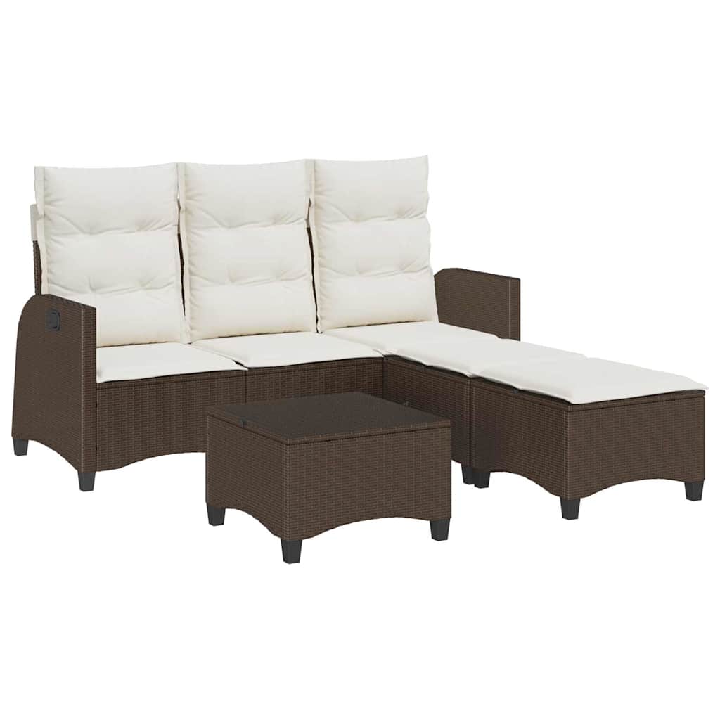 Set Divani da Giardino 3 pz con Cuscini a L Marrone Polyrattan | homemem39