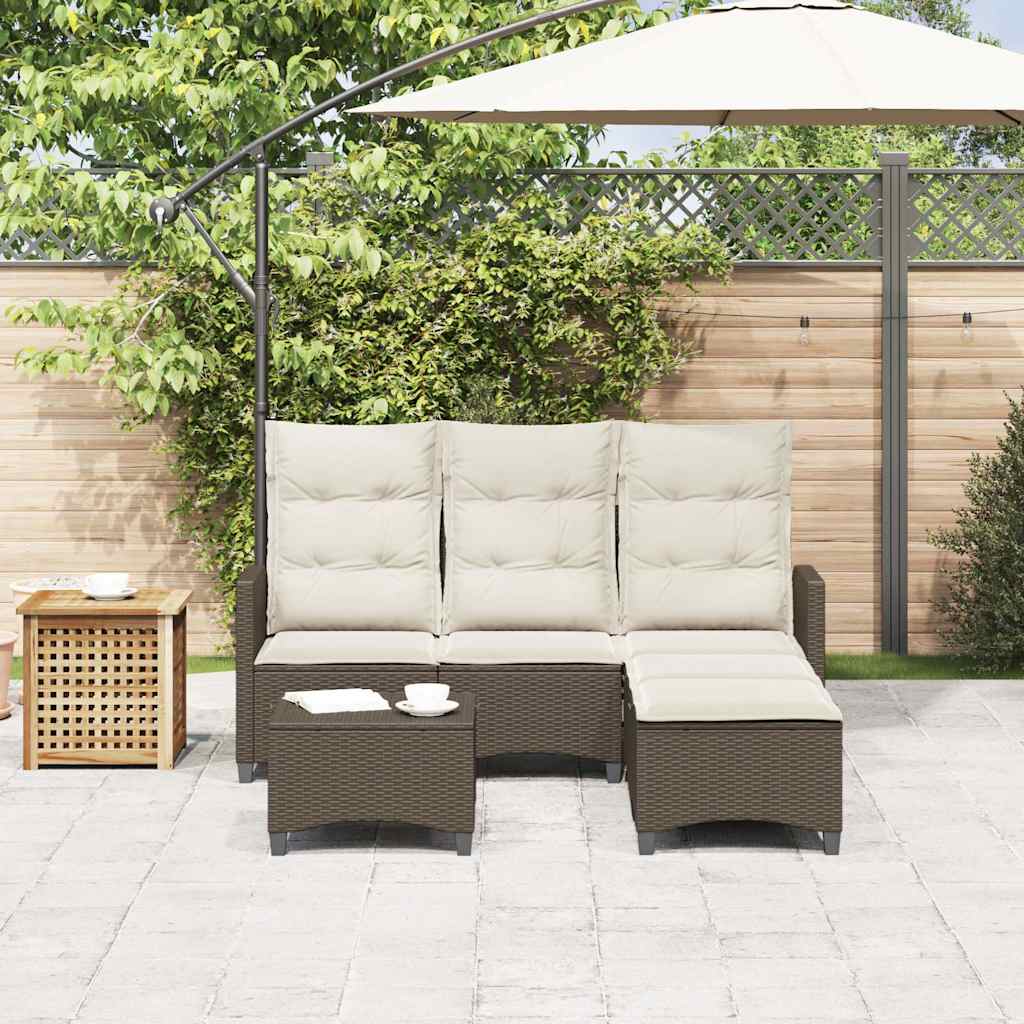 Set Divani da Giardino 3 pz con Cuscini a L Marrone Polyrattan | homemem39