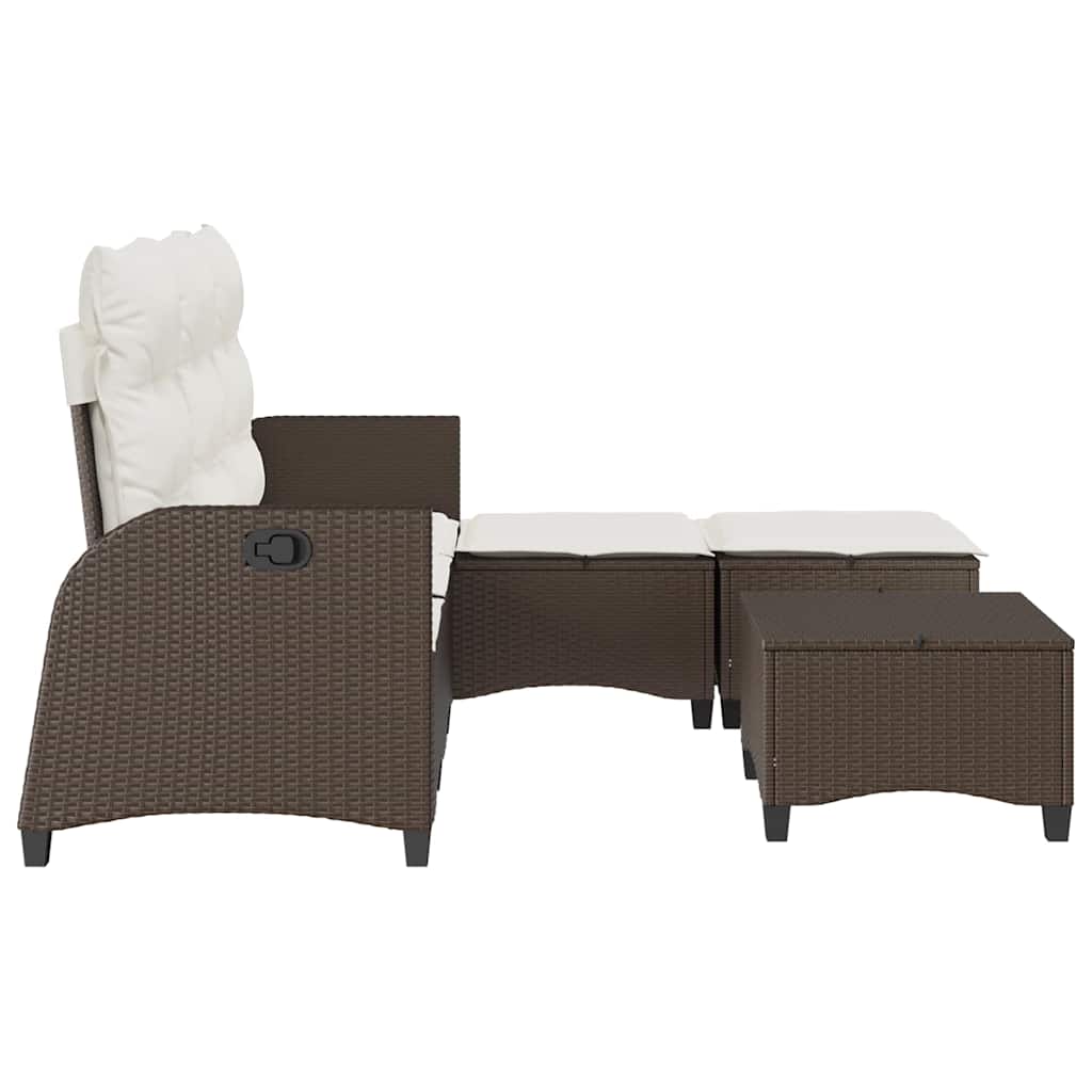 Set Divani da Giardino 3 pz con Cuscini a L Marrone Polyrattan | homemem39
