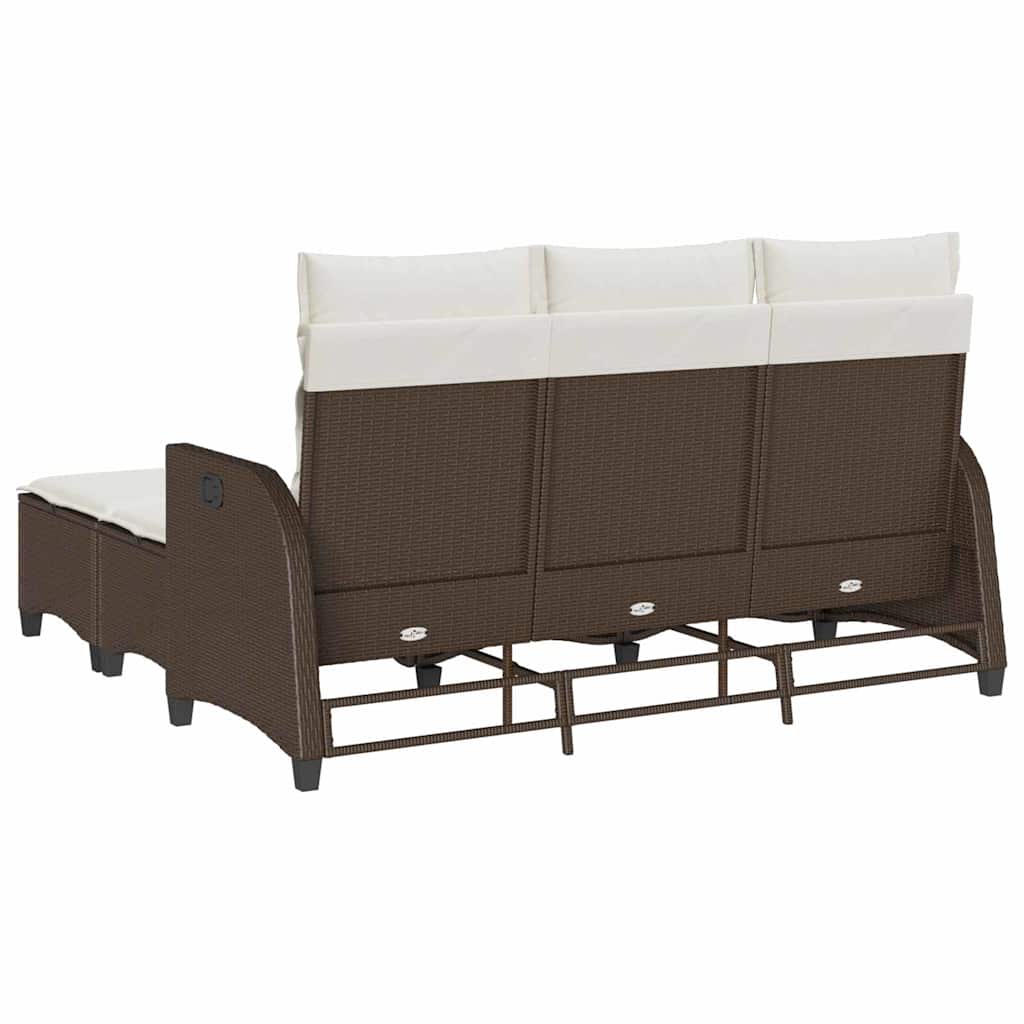 Set Divani da Giardino 3 pz con Cuscini a L Marrone Polyrattan | homemem39
