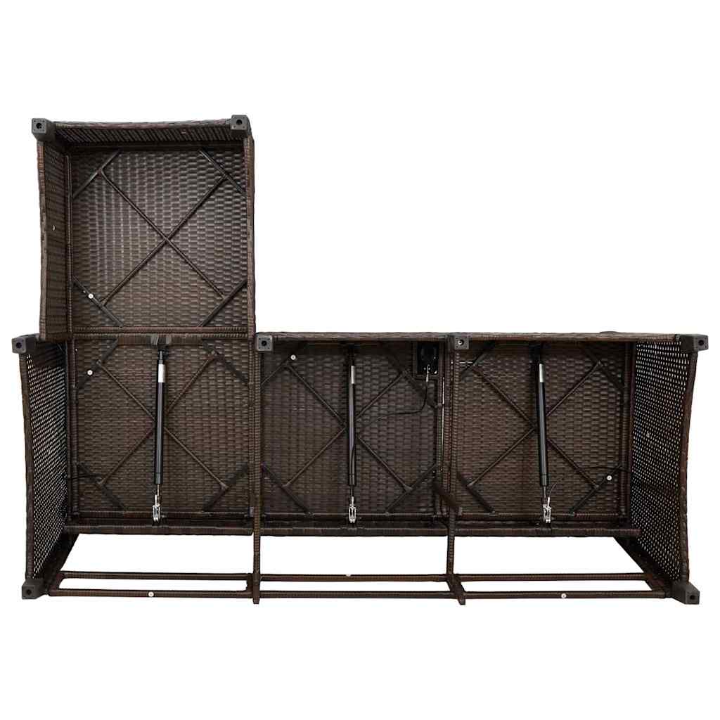 Set Divani da Giardino 3 pz con Cuscini a L Marrone Polyrattan | homemem39