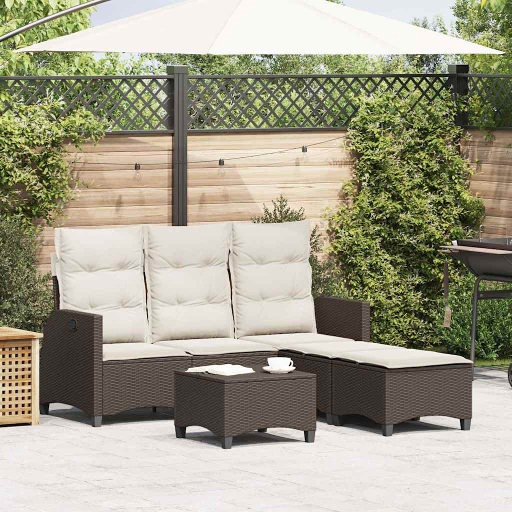 Set Divani da Giardino 3 pz con Cuscini a L Marrone Polyrattan | homemem39