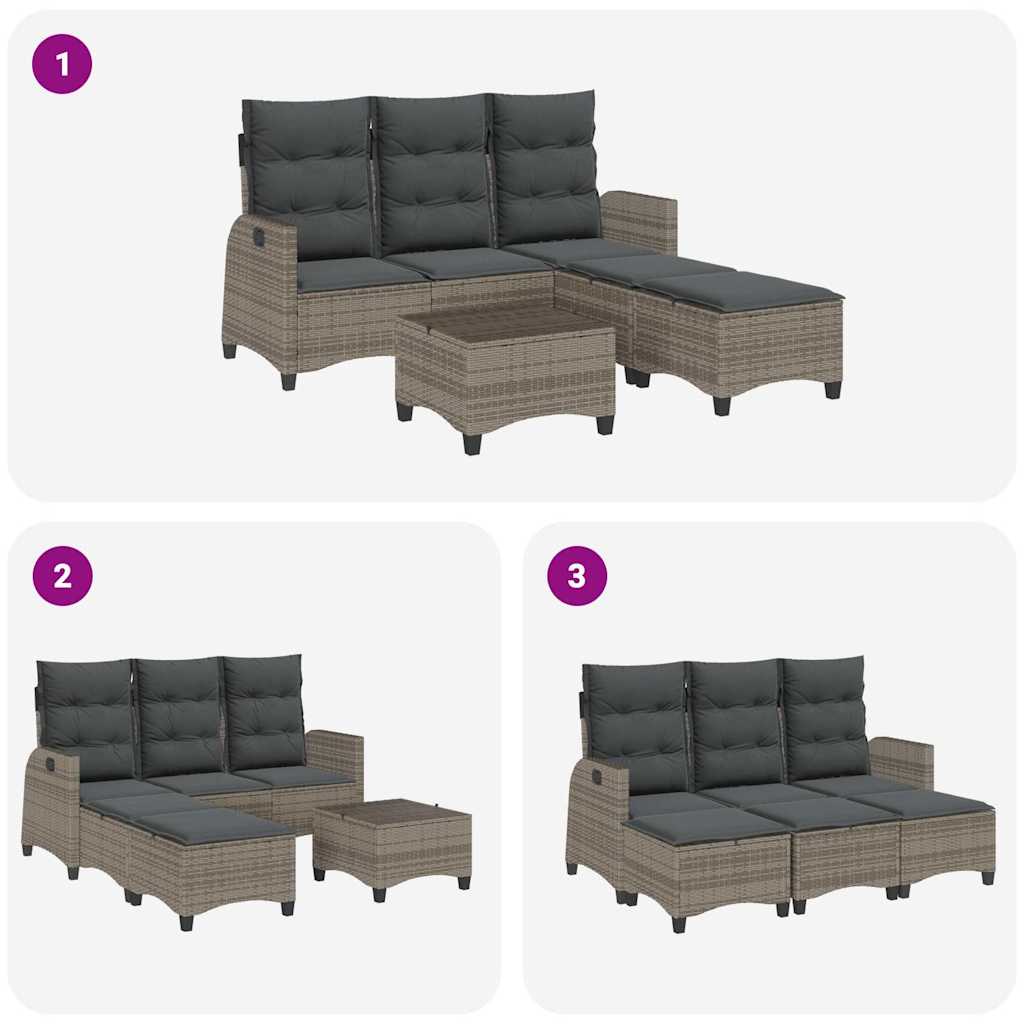 Set Divani da Giardino 3 pz con Cuscini a L Grigio Polyrattan | homemem39