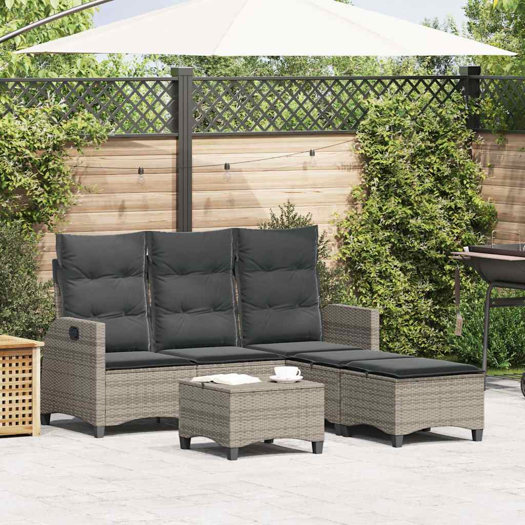 Set Divani da Giardino 3 pz con Cuscini a L Grigio Polyrattan | homemem39