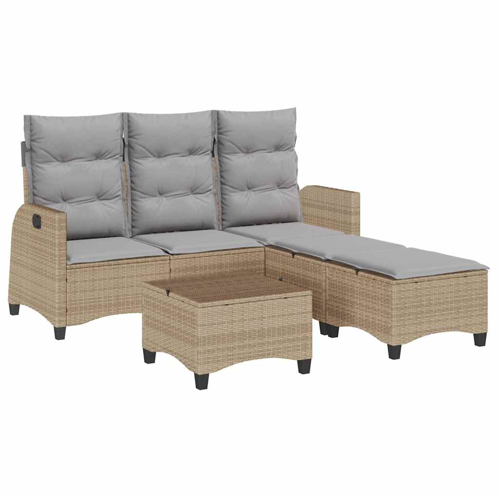 Set Divano da Giardino 3 pz con Cuscini a L Beige in Polyrattan | homemem39