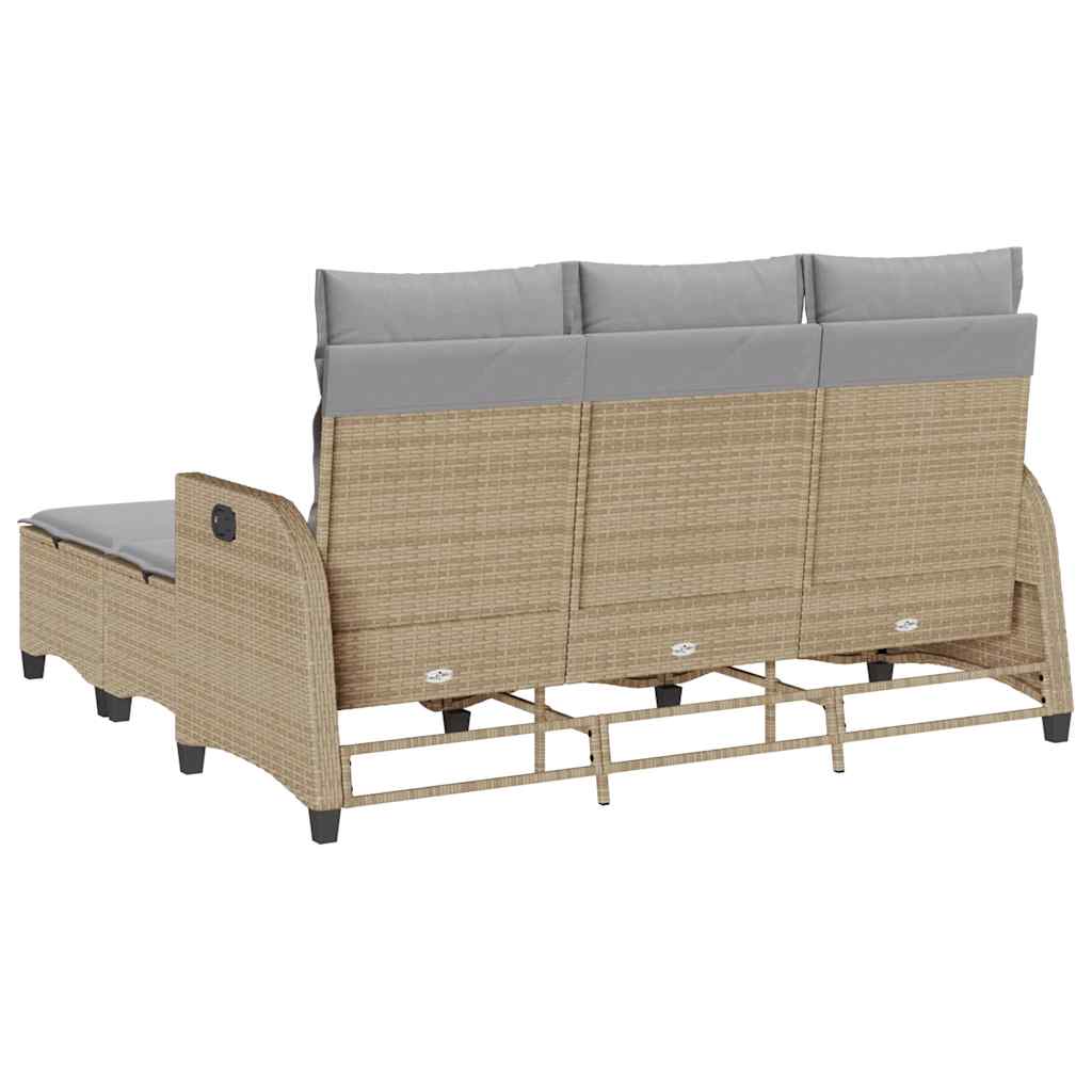Set Divano da Giardino 3 pz con Cuscini a L Beige in Polyrattan | homemem39