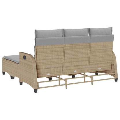 Set Divano da Giardino 3 pz con Cuscini a L Beige in Polyrattan | homemem39