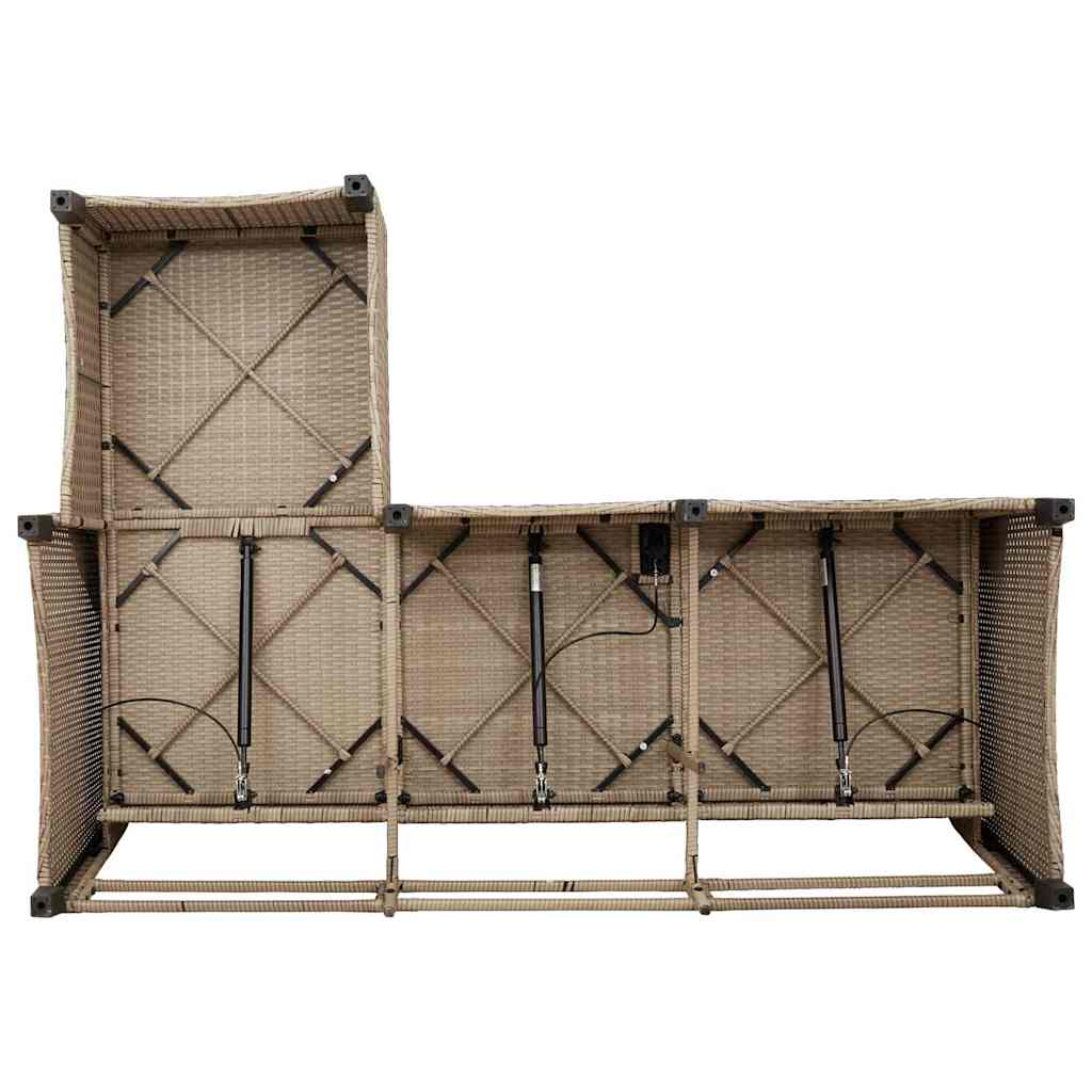 Set Divano da Giardino 3 pz con Cuscini a L Beige in Polyrattan | homemem39