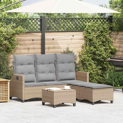 Set Divano da Giardino 3 pz con Cuscini a L Beige in Polyrattan | homemem39