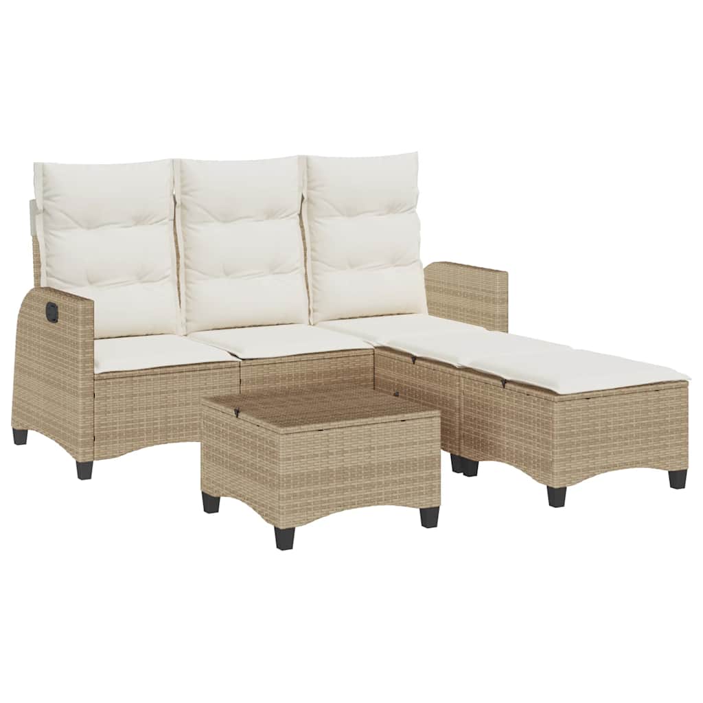 Set Divano da Giardino 3 pz con Cuscini a L Beige in Polyrattan | homemem39