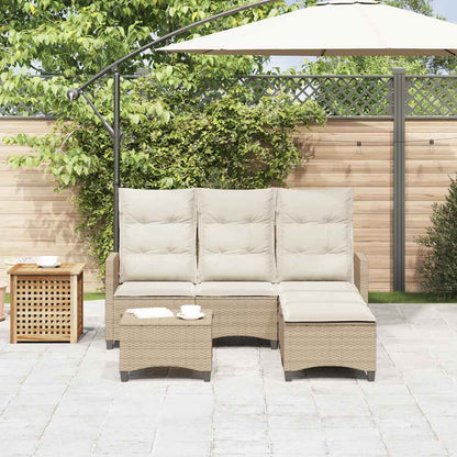 Set Divano da Giardino 3 pz con Cuscini a L Beige in Polyrattan | homemem39