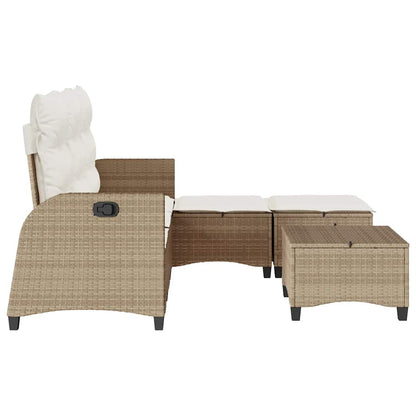 Set Divano da Giardino 3 pz con Cuscini a L Beige in Polyrattan | homemem39