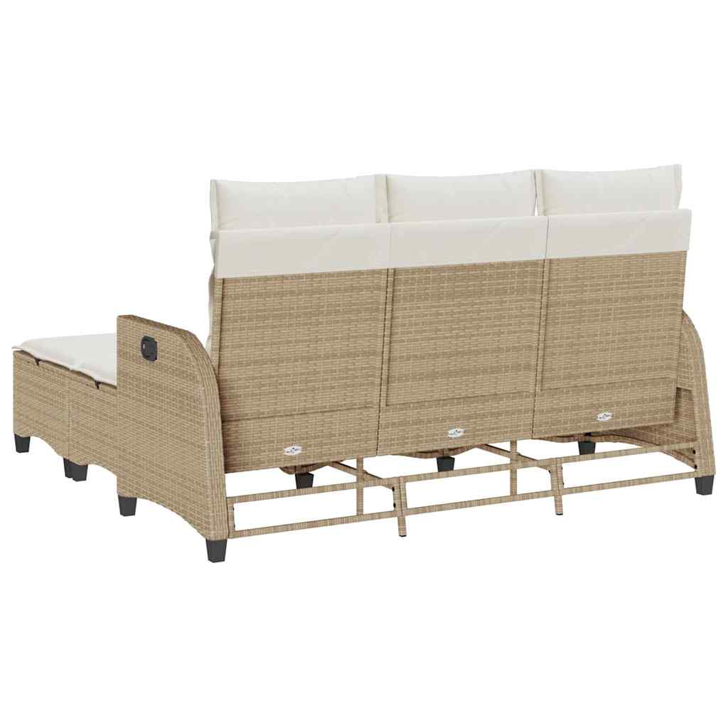 Set Divano da Giardino 3 pz con Cuscini a L Beige in Polyrattan | homemem39