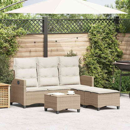 Set Divano da Giardino 3 pz con Cuscini a L Beige in Polyrattan | homemem39