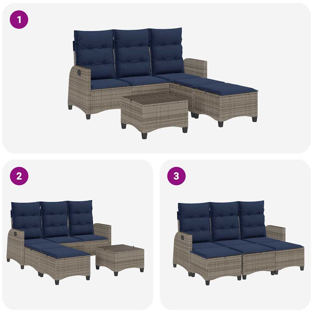 Set Divani da Giardino 3 pz con Cuscini a Forma di L Polyrattan | homemem39