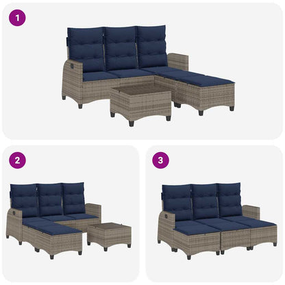 Set Divani da Giardino 3 pz con Cuscini a Forma di L Polyrattan | homemem39