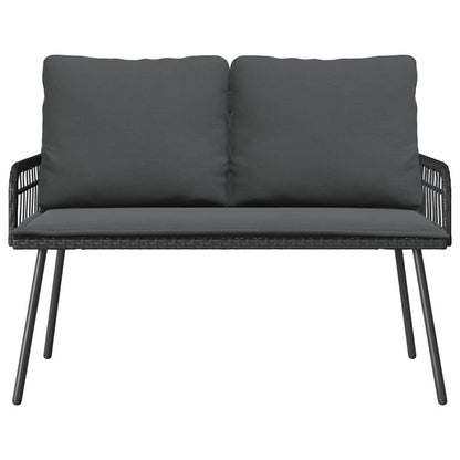 Set da Pranzo per Giardino con cuscino 2 pcs Nero polyrattan | homemem39