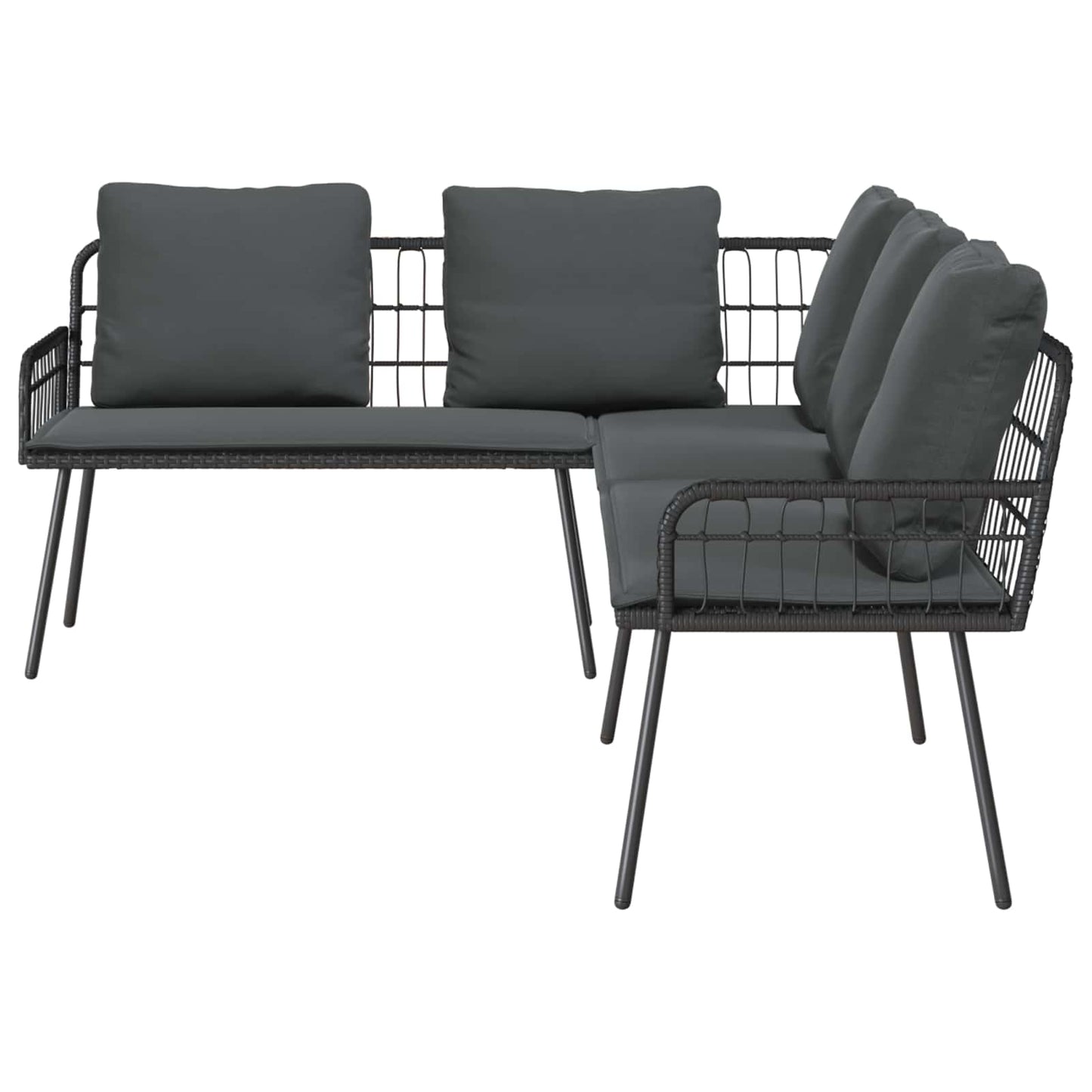 Set Divano da Giardino con cuscino 2 pcs Nero polyrattan | homemem39