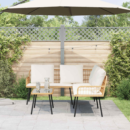 Set Divano da Giardino con cuscino 2 pcs Naturale polyrattan