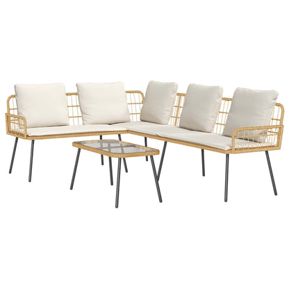 Set Divano da Giardino con cuscino 2 pcs Naturale polyrattan