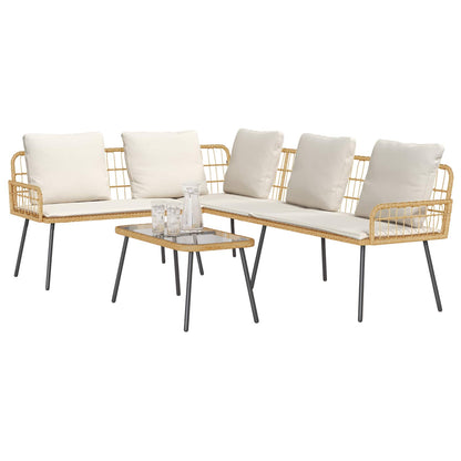 Set Divano da Giardino con cuscino 2 pcs Naturale polyrattan