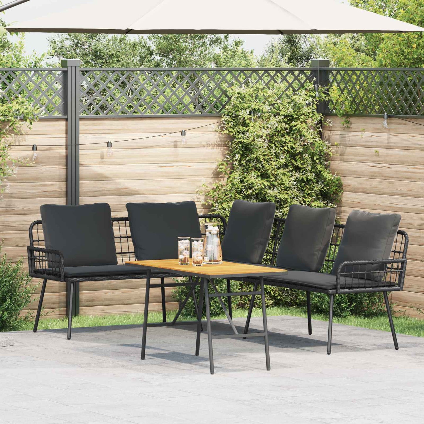 Set Divano da Giardino 2 pcs Nero polyrattan