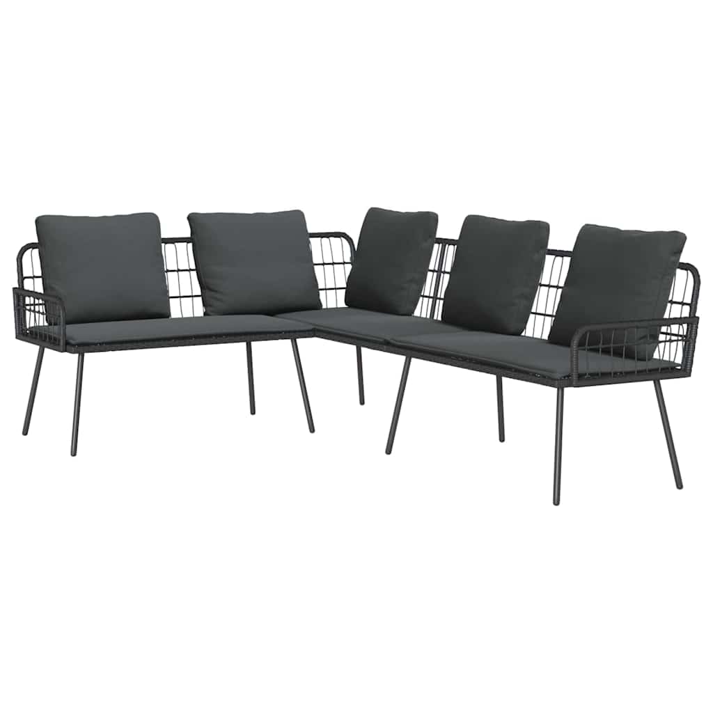 Set Divano da Giardino 2 pcs Nero polyrattan | homemem39