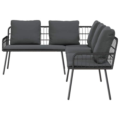 Set Divano da Giardino 2 pcs Nero polyrattan | homemem39