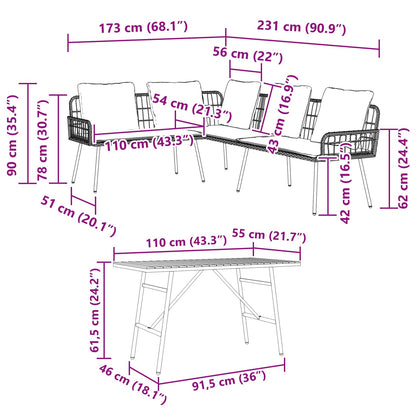 Set Divano da Giardino 2 pcs Nero polyrattan | homemem39