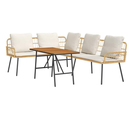 Set Divano da Giardino 2 pcs Beige polyrattan | homemem39