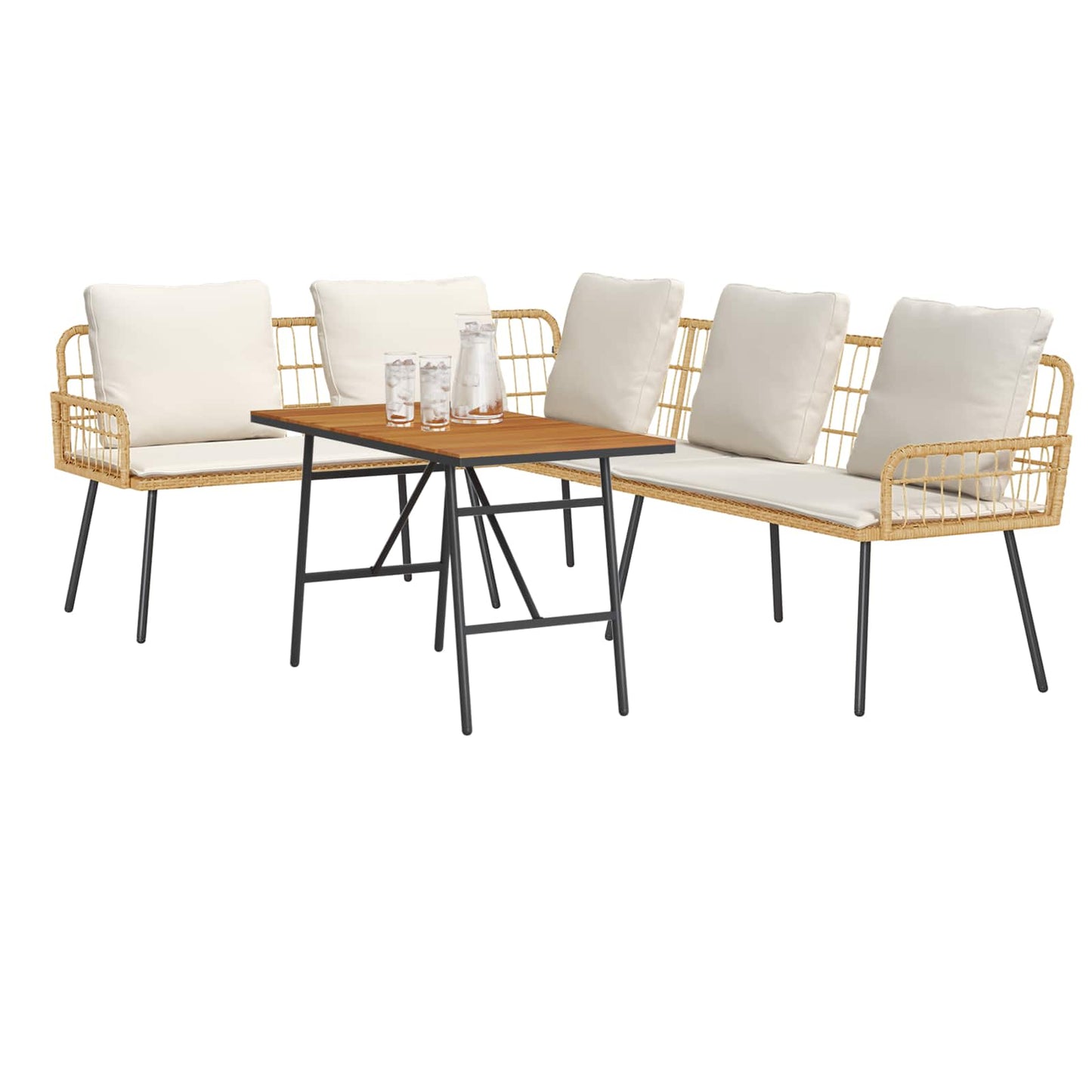 Set Divano da Giardino 2 pcs Beige polyrattan | homemem39