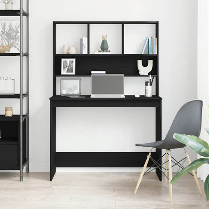 Scrivania con Mensole Rovere Nero 102x45x148 cm in Truciolato | homemem39