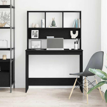 Scrivania con Mensole Rovere Nero 102x45x148 cm in Truciolato - homemem39