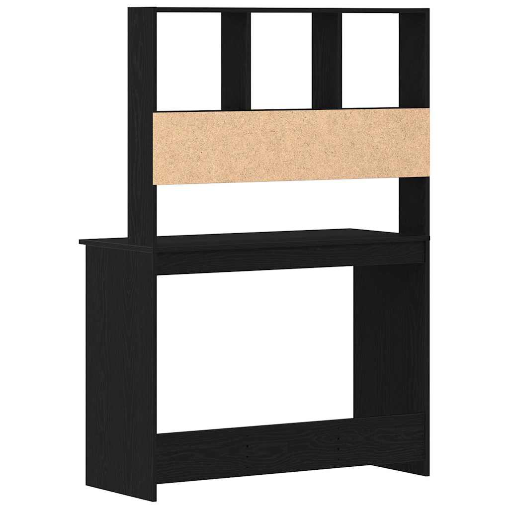 Scrivania con Mensole Rovere Nero 102x45x148 cm in Truciolato | homemem39