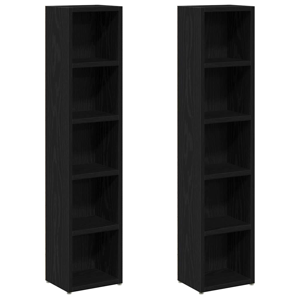 Scaffali Porta CD 2 pz Rovere Nero 21x16x93,5 cm in Truciolato | homemem39