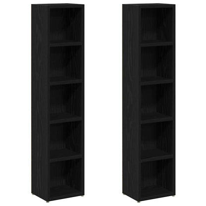 Scaffali Porta CD 2 pz Rovere Nero 21x16x93,5 cm in Truciolato | homemem39