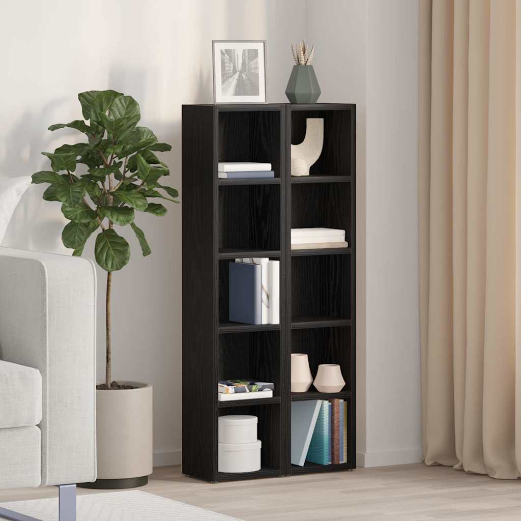 Scaffali Porta CD 2 pz Rovere Nero 21x16x93,5 cm in Truciolato | homemem39