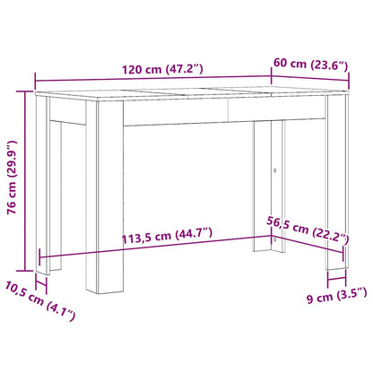 Tavolo da Pranzo Rovere Nero 120x60x76 cm Legno Multistrato | homemem39