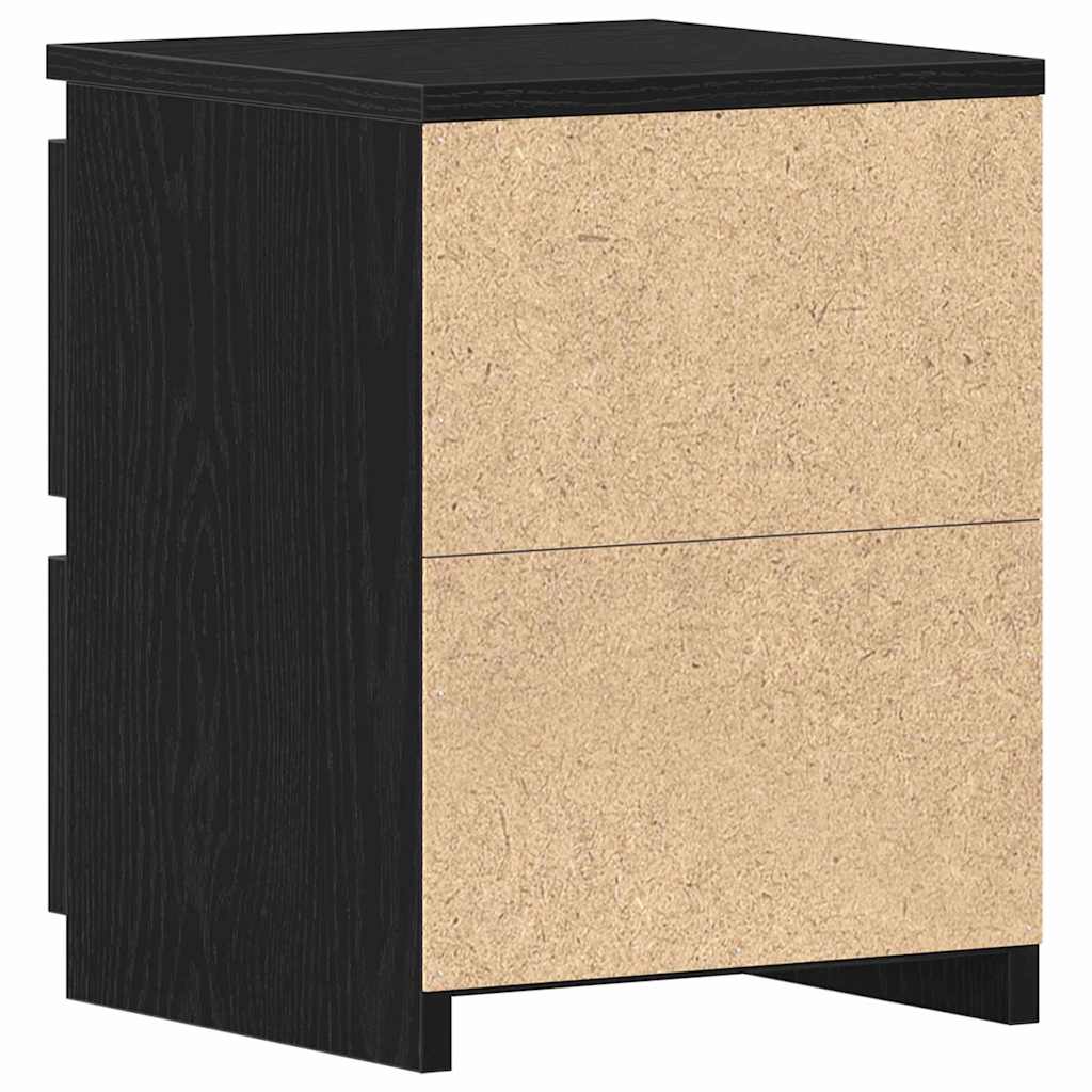 Armadio da Notte con cassetto 2 pcs Rovere Nero 30 x 30 x 40 cm
