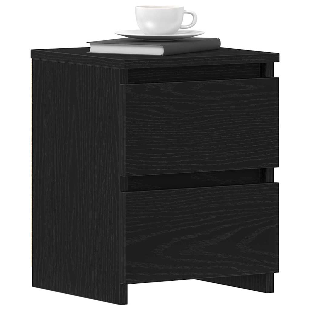 Armadio da Notte con cassetto 2 pcs Rovere Nero 30 x 30 x 40 cm